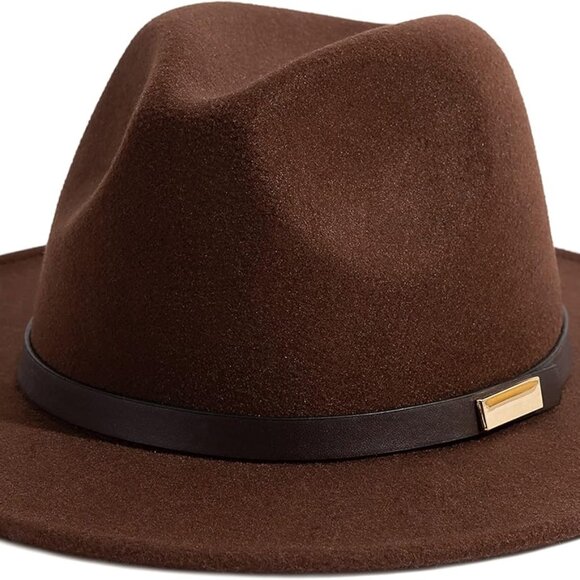 Fedora Hats for Men Wide Brim Panama Hat with Classic Belt - Picture 1 of 7